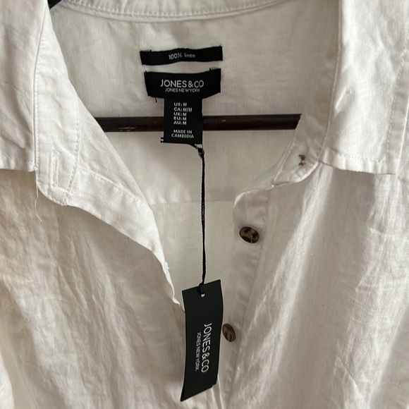 BNWT Jones NY Linen Sleeveless Collared Shirt - Picture 2 of 4